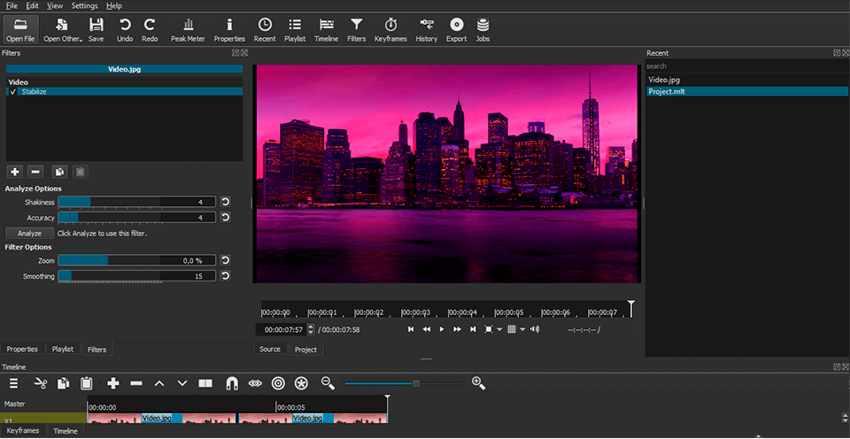 shotcut stabilization