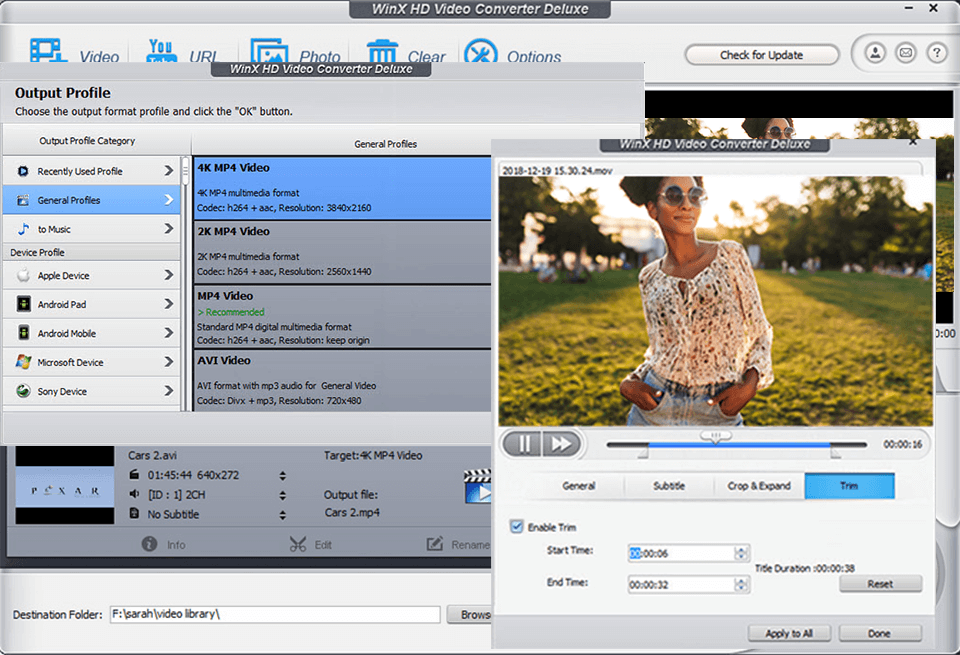 winx hd converter deluxe interface