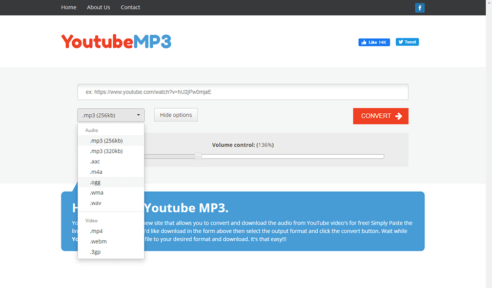 youtubemp3 interface
