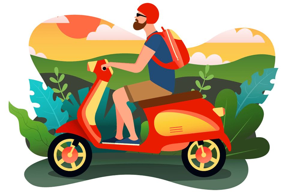 flat design guy on scooter adobe illustrator tutorials