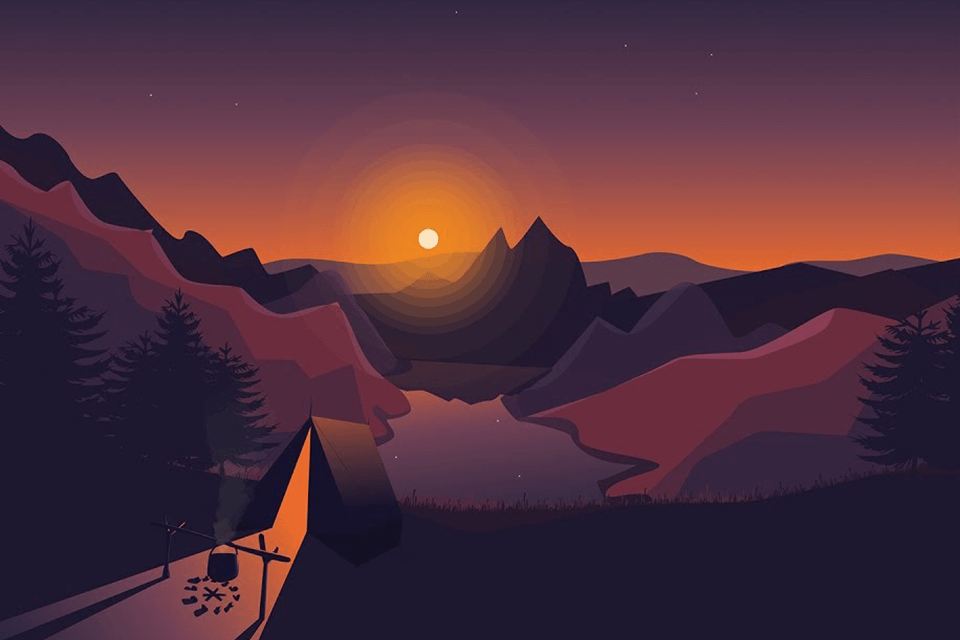 landscape at dusk flat design adobe illustrator tutorials