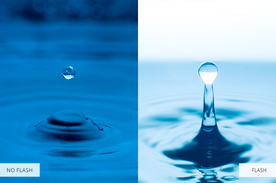 water droplet photography flash