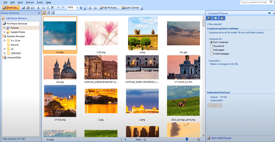 microsoft office picture manager interface