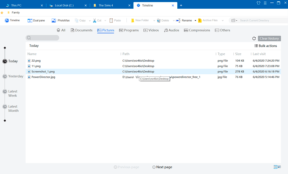 explorermax timeline feature