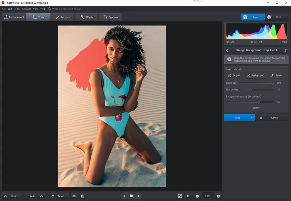 photoworks correction background