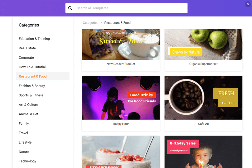 flexclip choosing template