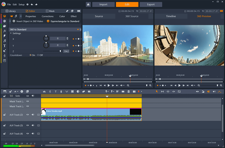 pinnacle studio 23 ultimate 360 video editing