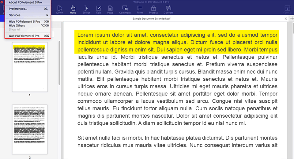 pdfelement highlighting important parts