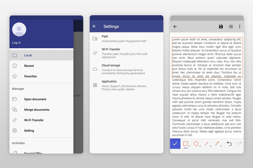 pdfelement mobile interface