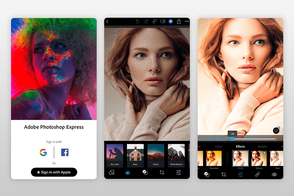adobe photoshop express app zum entfernen von oberflächenfehlern