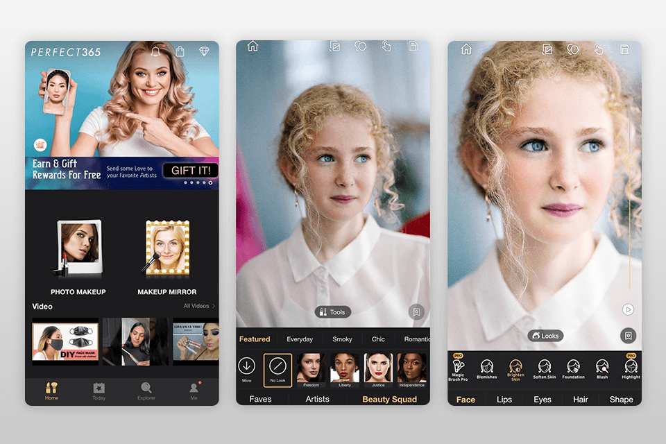 perfect365 app zum entfernen von oberflächenfehlern