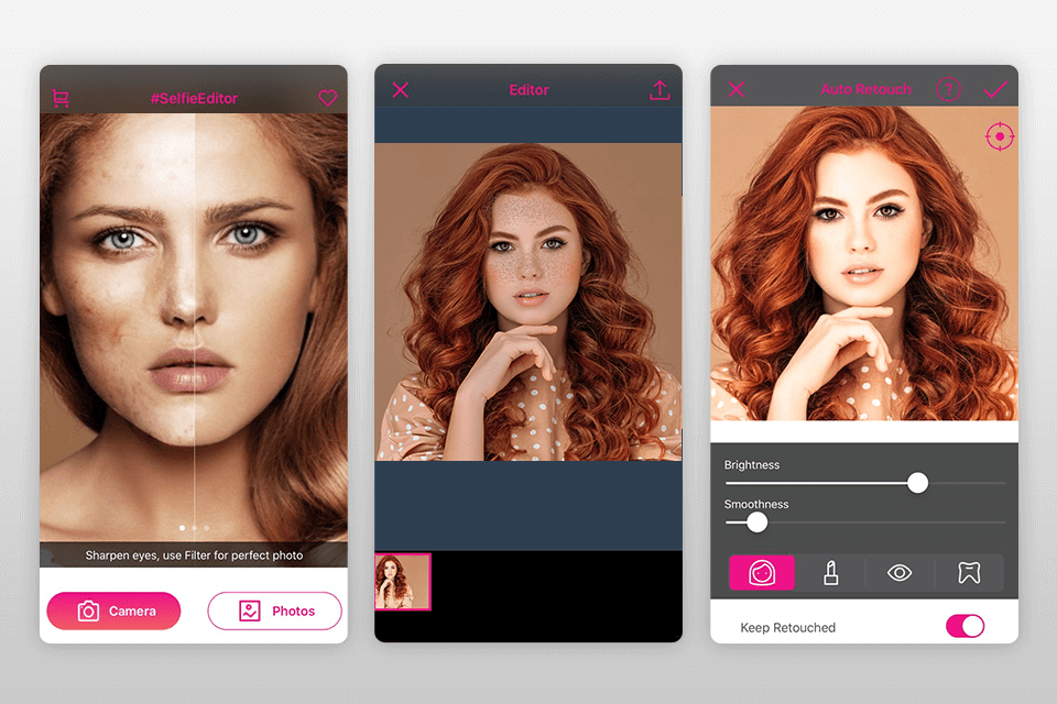 selfie editor app zum entfernen von oberflächenfehlern