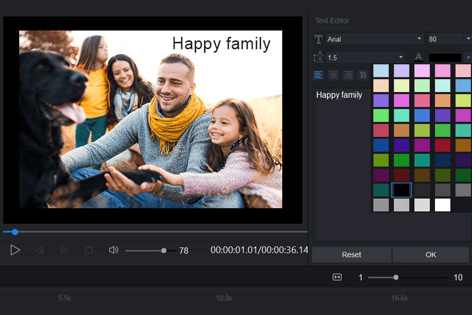 minitool movie maker add the text