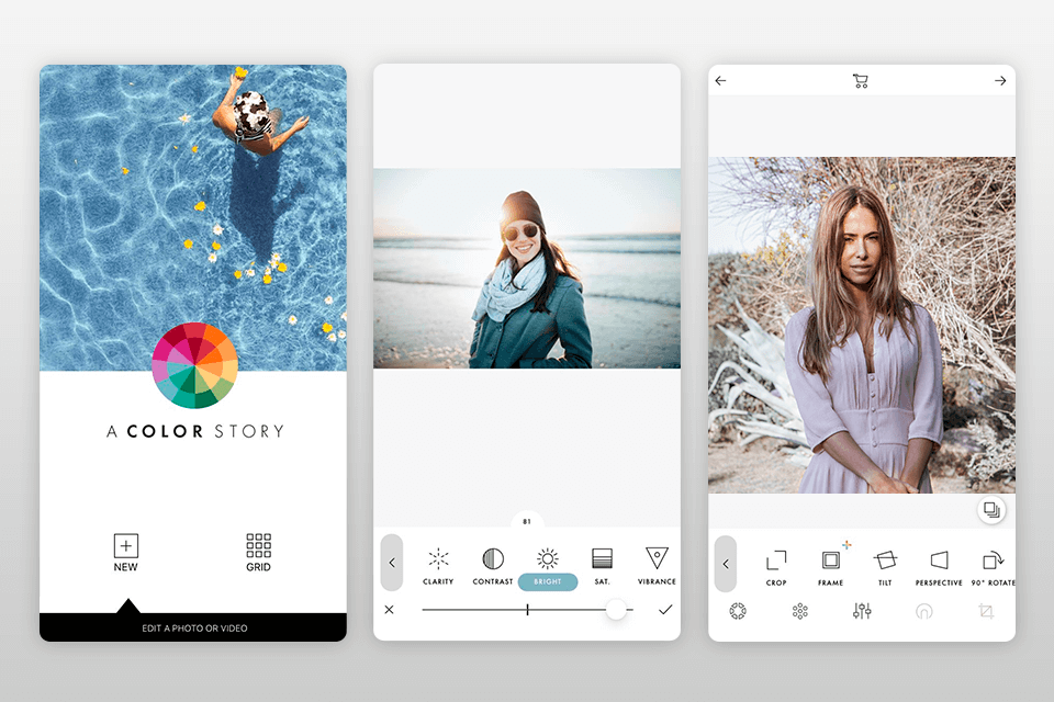acolor story brighten video app interface