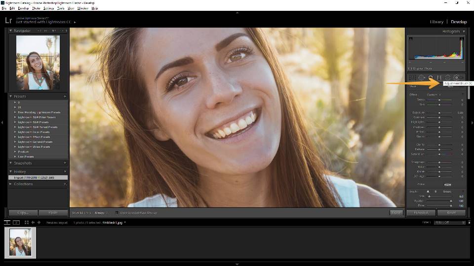 how to white teeth in lightroom step