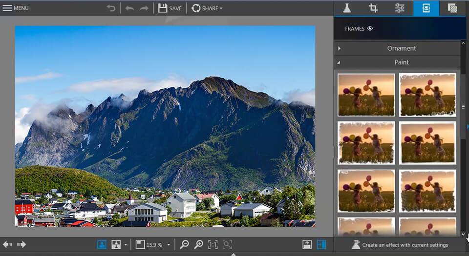 interface do editor de fotos grátis inpixio