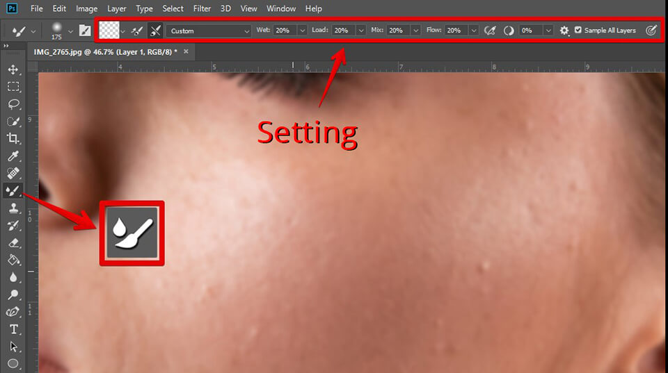 mixer brush tool settings