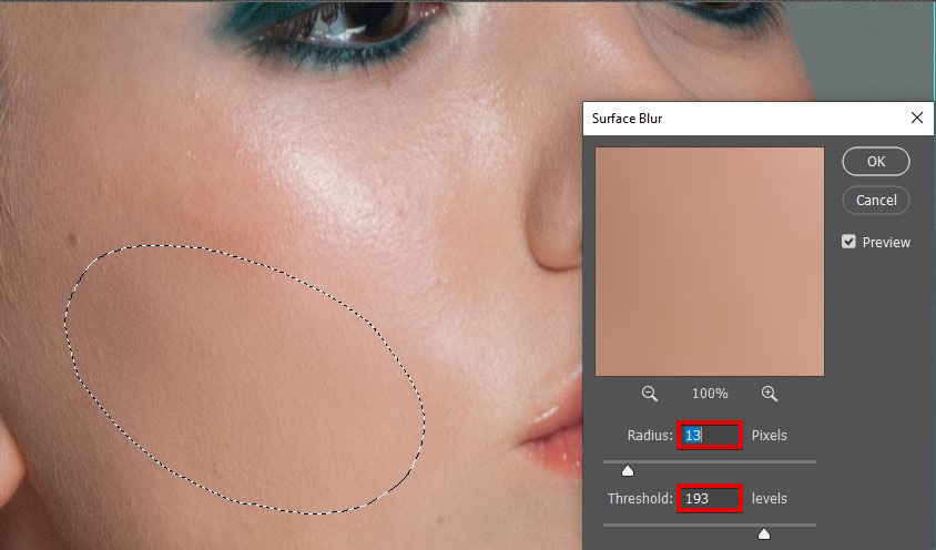 lasso tool surface blur