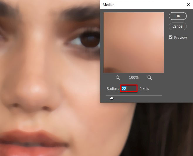 median blur radius slider