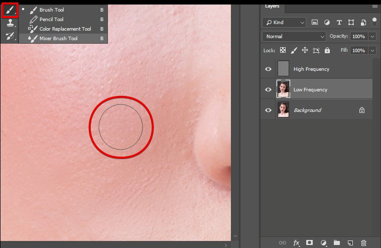 mixer brush tool retouching