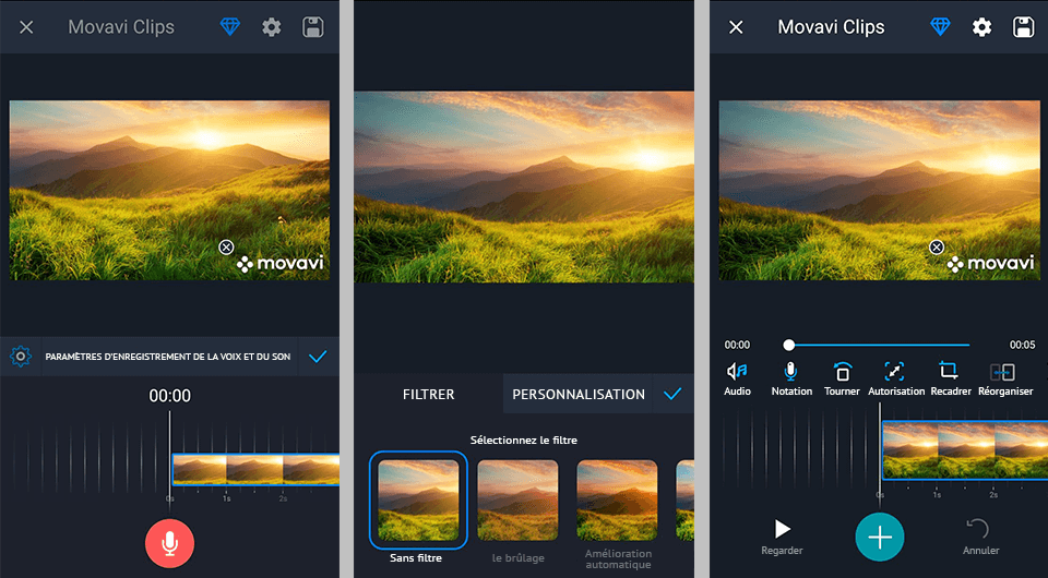interface de movavi clips