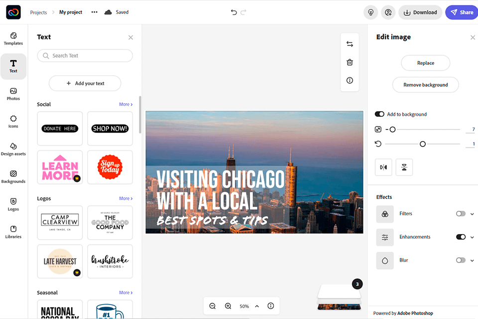 adobe creative cloud express واجهة صانع الصور المصغرة المجانية