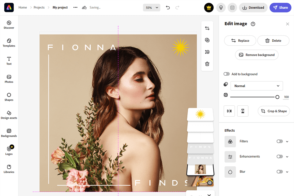 adobe express canva alternative interface