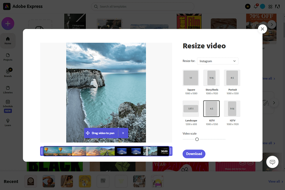 adobe express video joiner software interface