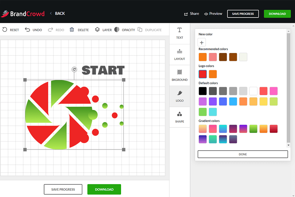 brandcrowd logo animation software interface