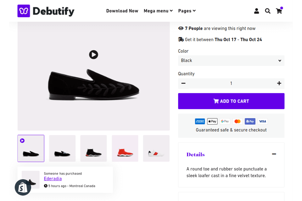 debutify ecommerce website builder interface