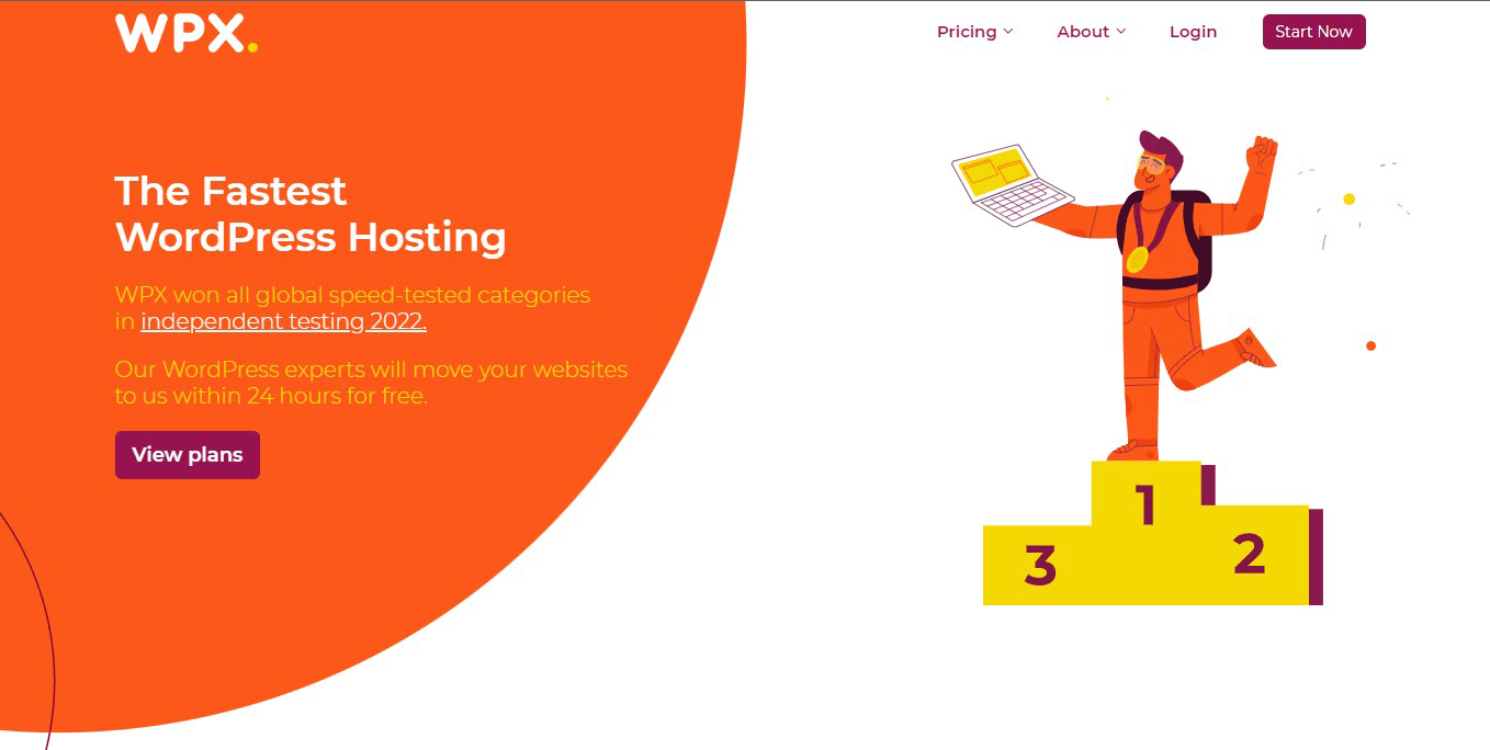 wpx free website hosting interface