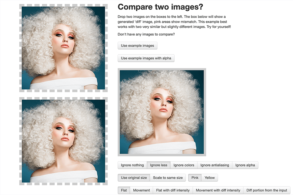 resemble.js best image comparison software interface