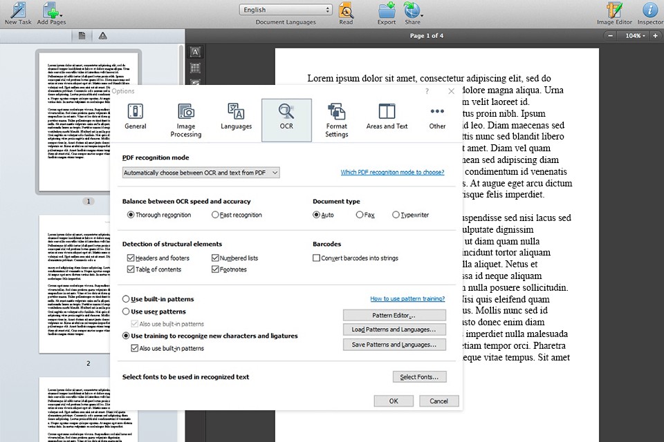 abbyy finereader واجهة برنامج ocr