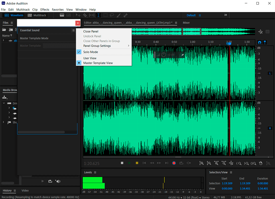 adobe audition essential sound panel