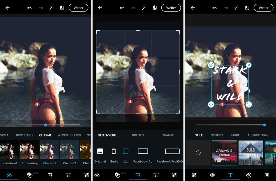 photoshop express mobile interface