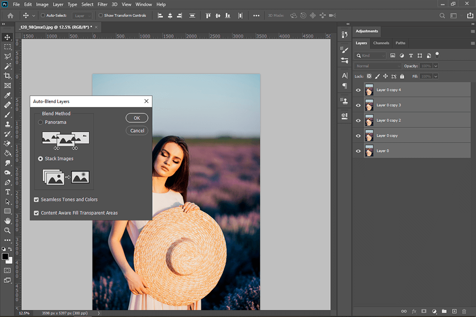 adobe photoshop focus stacking software interface