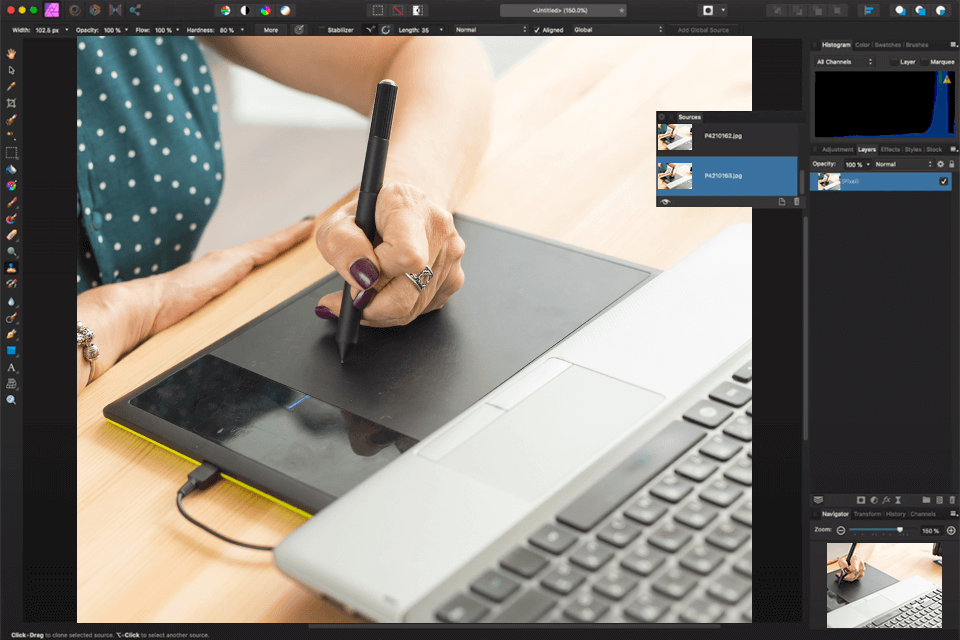 affinity photos focus stacking software interface