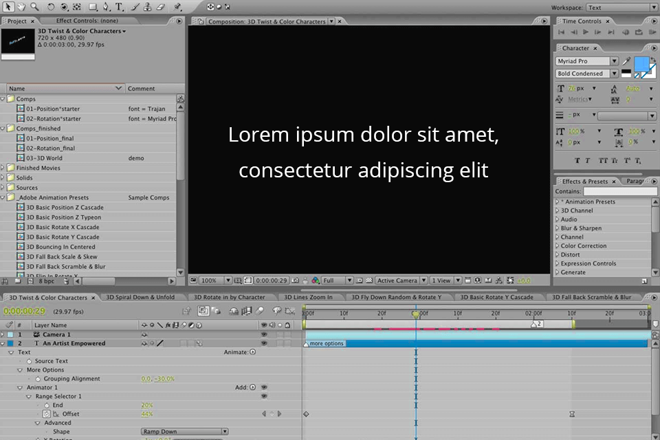 after effects 3.0 interface