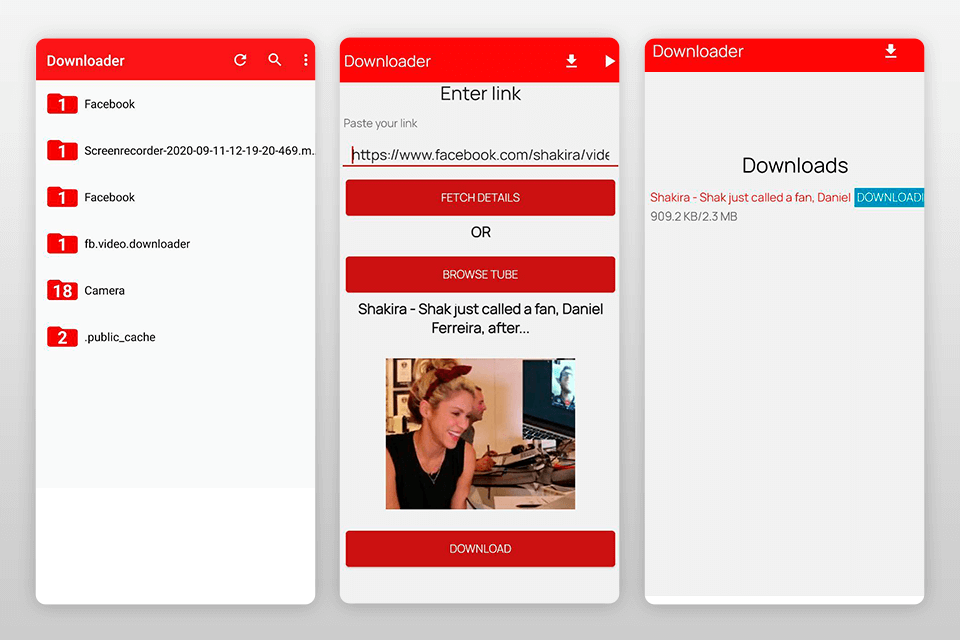 all video downloader app to download facebook video interface