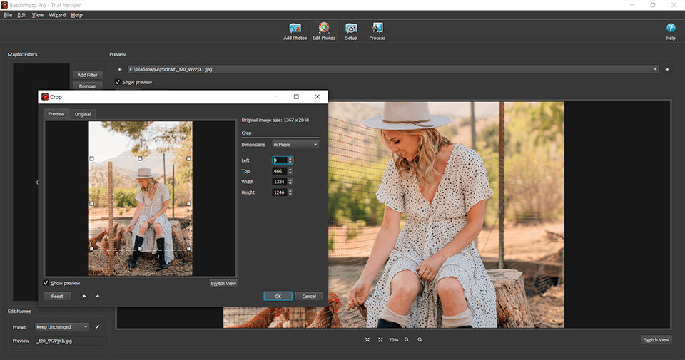 batchphoto cropping pictures app interface