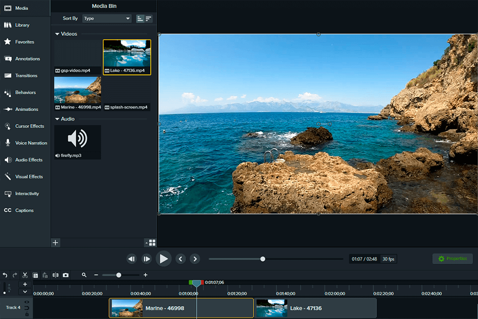 camtasia video optimizer interface
