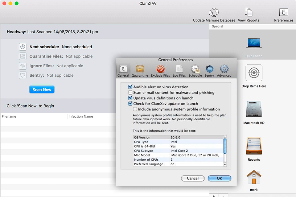 clamxav best mac antivirus software interface