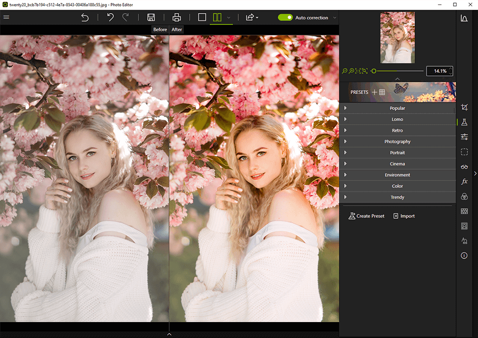 correção automática de cores do inpixio