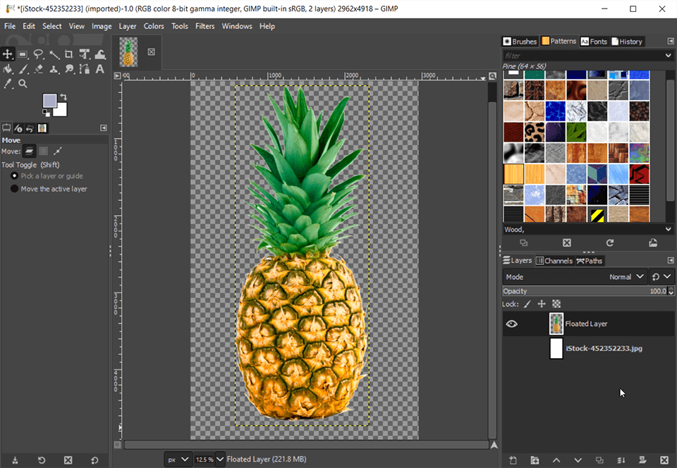 cut out an image in gimp erase the remains of the background
