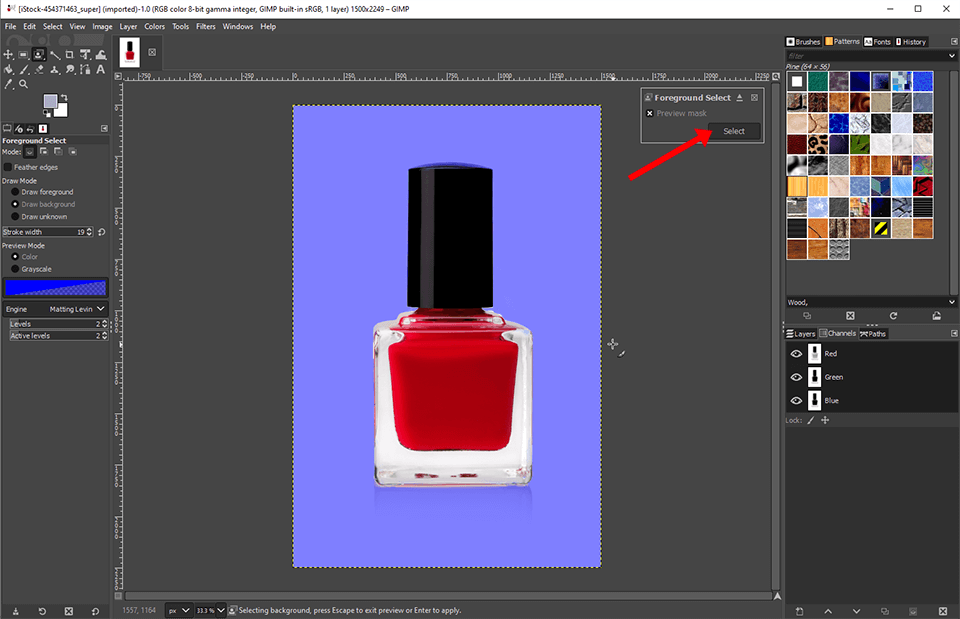 cut out an image in gimp remove all unnecessary things