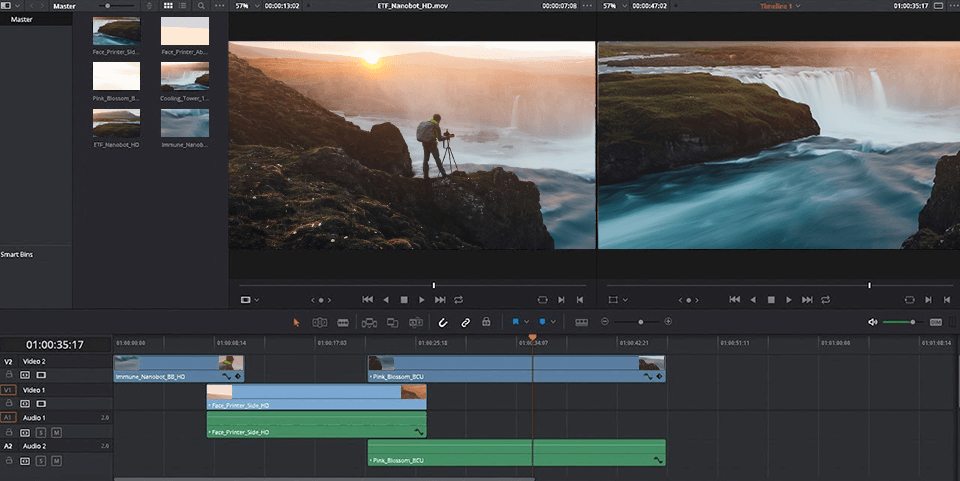 davinci resolve mp4 editor interface