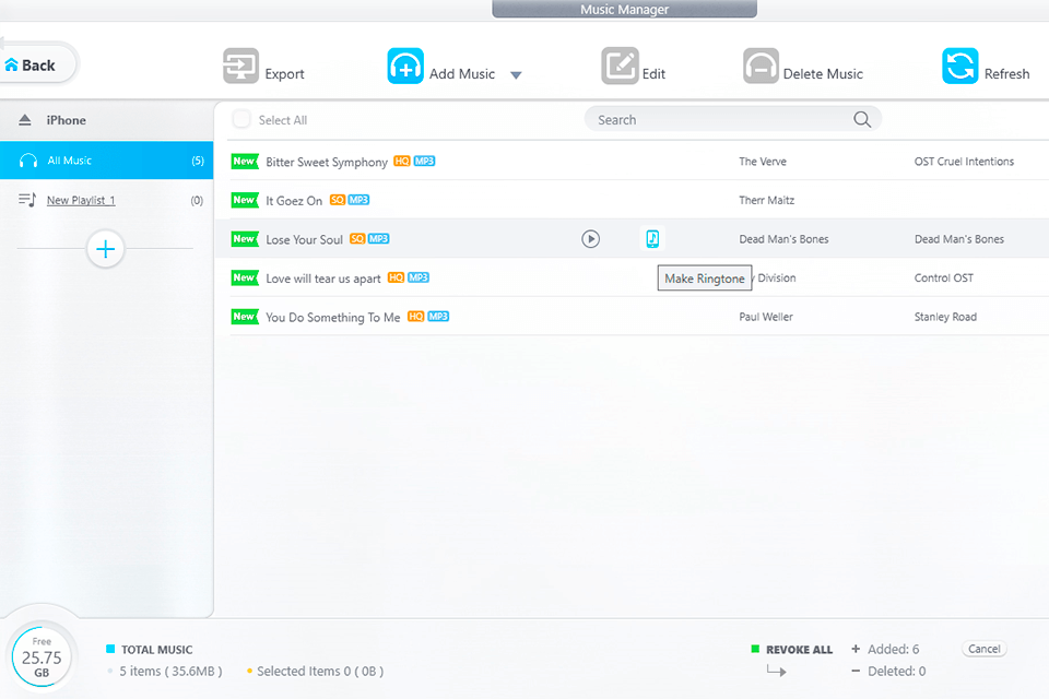 dearmob iphone manager music sync