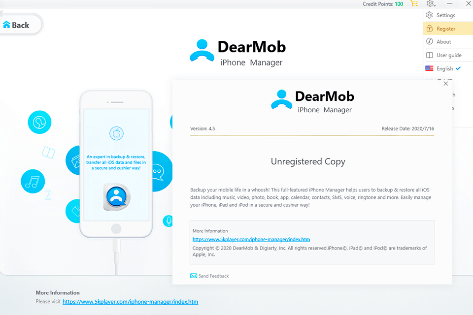 dearmob iphone manager user friendly interface