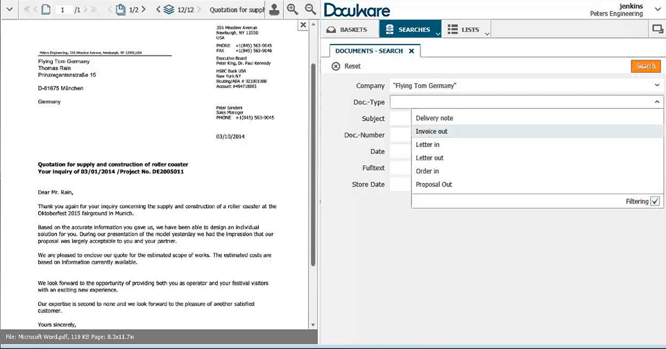 docuware document management software interface