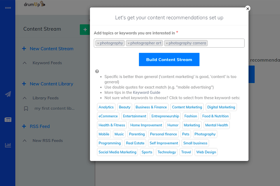 drumup video optimizer interface